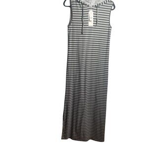 NWT Women's Gray/White Nautical Maxi Dress Sz M